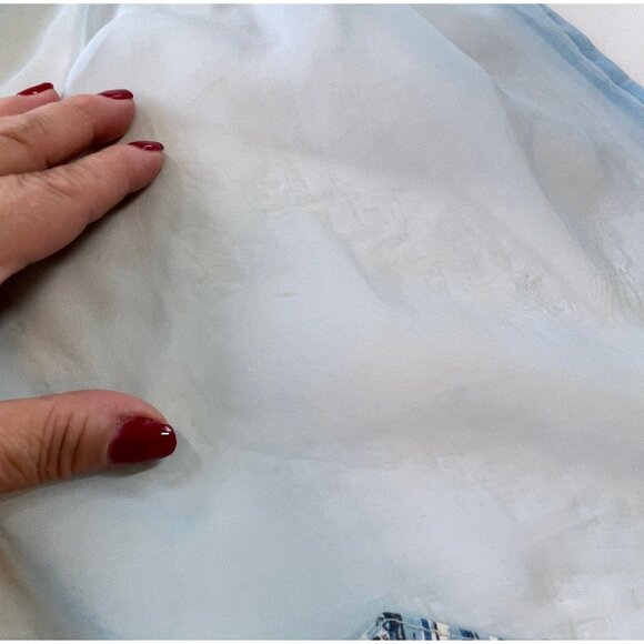 Vintage 1960s half apron, blue chiffon scalloped bottom, cottage core - Picture 7 of 8